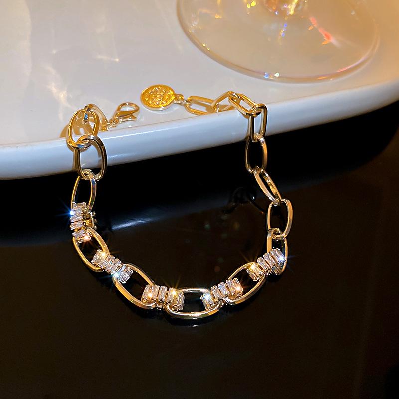 New Sparkling Golden Silver Color Bracelet Two-Piece Set Women's Fashion Trendy Daily Accessories Party Jewelry Birthday Gifts