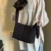 Solid Color Shoulder Messenger Bags Large Capacity Down Cotton Padded Shopping Bag Lightweight Quilted Totes for Women Girls