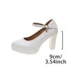 Mary Jane High Heels Women's Shoes Buckle Strap Thick Heel Spring Summer New Style Retro Slip-On Casual Shoes for Adults