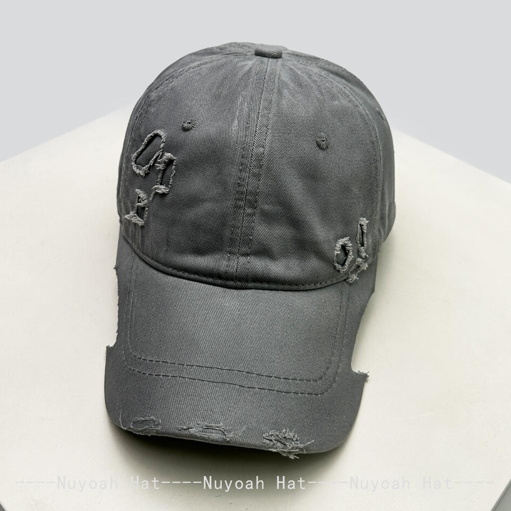 Baseball Wax Brush Style Broken Women  Men Her Him For Fresh Caps Peaked Hats Sunshade Irregular Brim Versatile Personal Distress Fashion Retro