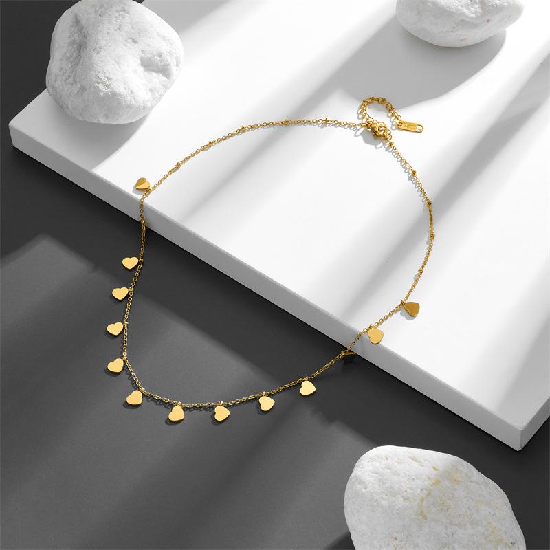 316L Stainless Steel New Fashion Jewelry Set Sweet Love Heart Charm Chain Necklaces Bracelets Earrings For Women