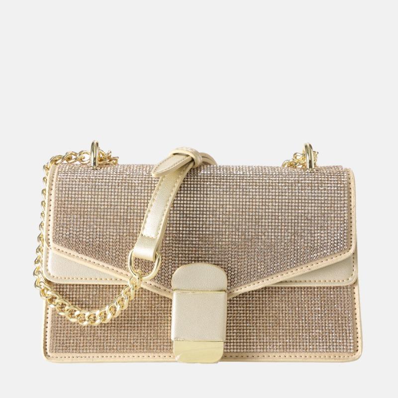 

Новая сумка-клатч с бриллиантами, стразами и жемчугом, нишевая сумка-мессенджер, женская сумка с замком-органом и цепочкой, маленькая квадратная сумка 22*7*13.5 CM золотой