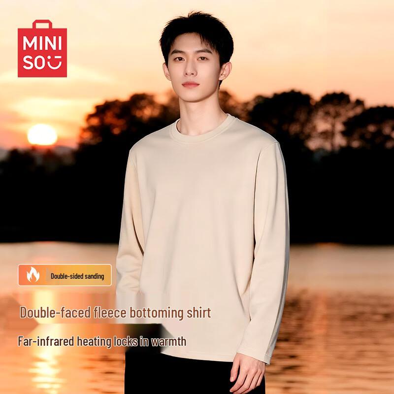 MINISO Men s Fleece-Lined Thermal Long Sleeve T-Shirt 2XL