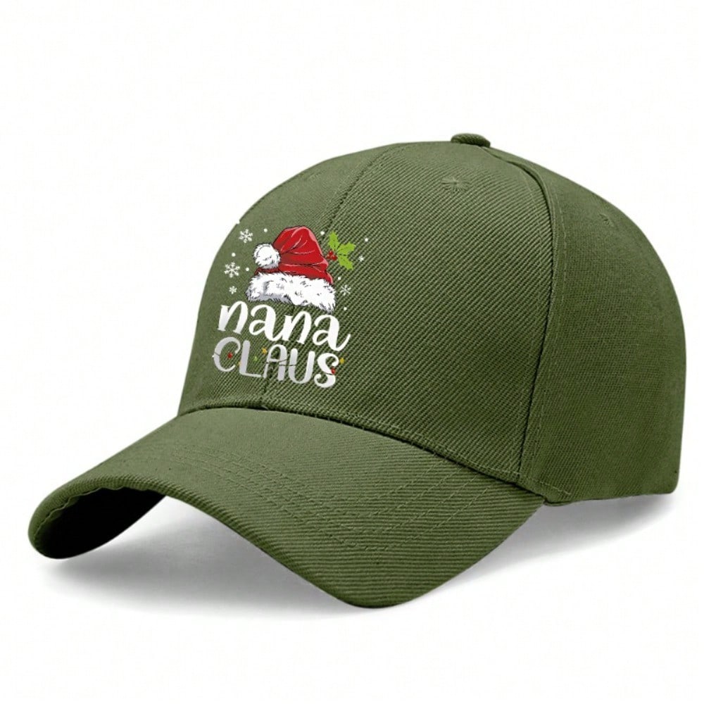 Christmas Nana Baseball Cap - Letter nana CLAUS Print Polyester Adjustable Hat Breathable Casual Holiday Wear For Women Christmas Gift