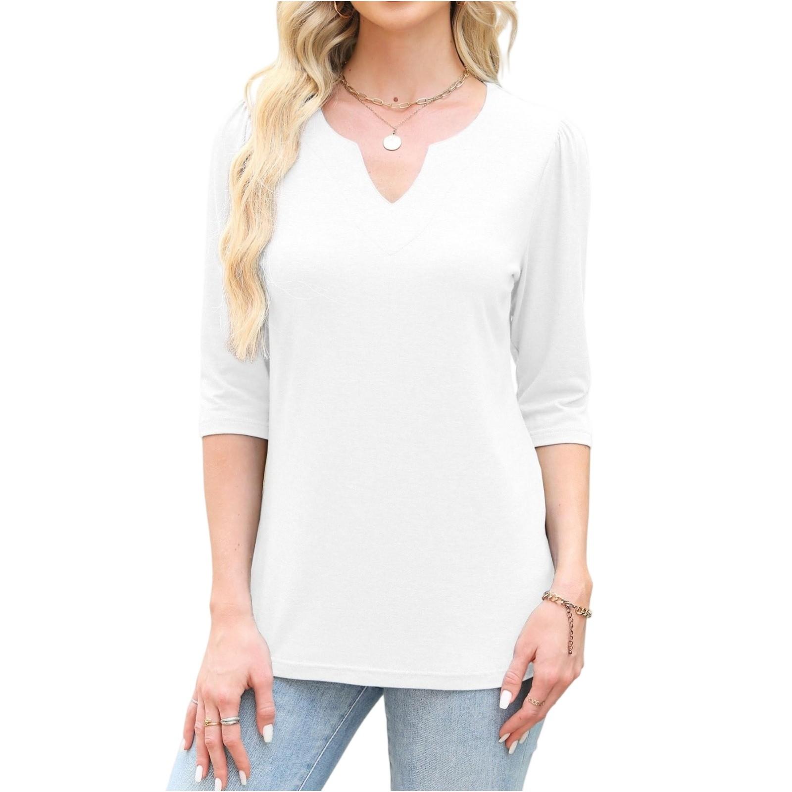 

Женский модный пуловер с рукавом 7 дюймов, однотонный топ XL белый