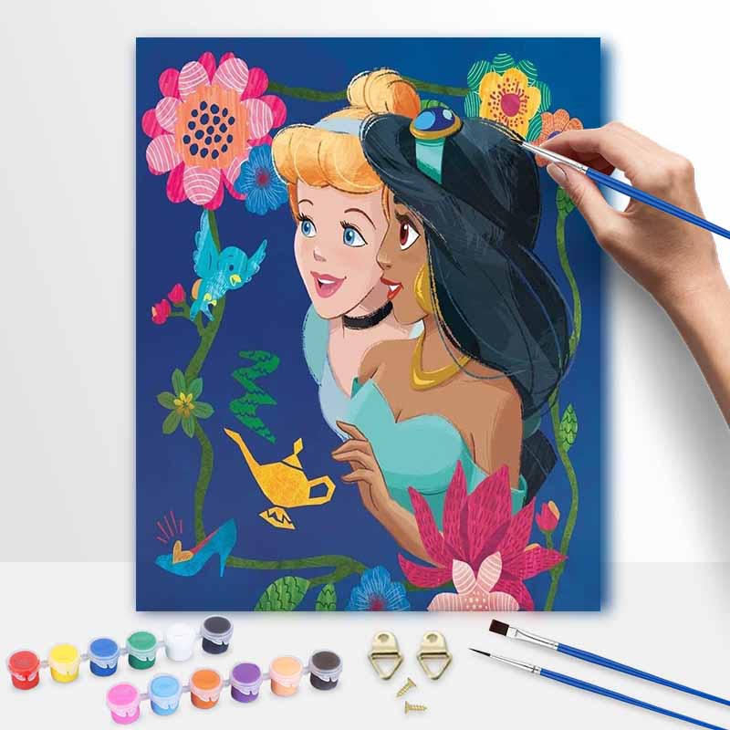 Disney Princess Jasmine Cinderella Oil Paint Hand Painting Kit Wall Decoration Classic Style Home Decor Art DIY Painting Gift Set