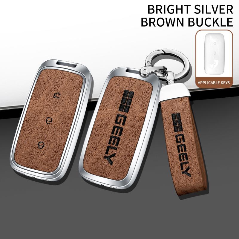 Estuche de Cuero de Aleación de Zinc para Llave de Coche Geely Galaxy Ex5 L6 L7 E5 Galaxy Starry 8 Emi No.1 Proton E.Mas E8 7 5 Llavero Estuche para Llave de Coche