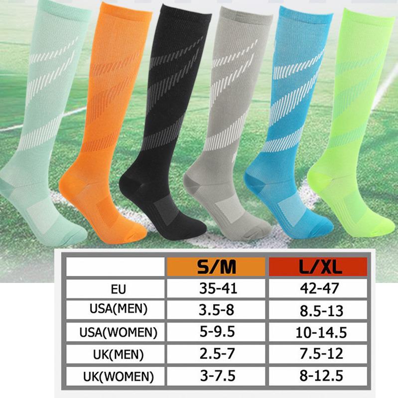 Running Compression Socks Women Men Knee High Sport Stockings White Racing Pressure Run Compress Long Nylon Multi Color
