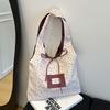 Contrast Color Double-sided Shoulder Pouch Lattice Tote Bag Casual Plaid Cloth Vest Pouch  Storage