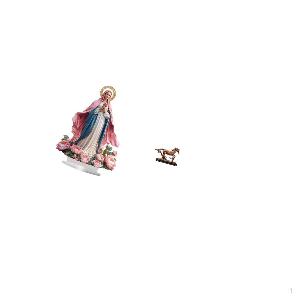 Nativity Scene Sculpture Standing Ornament Acrylic Table Centerpiece Horse Figurine Miniature