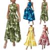 Sleeveless Neck Floral Print Maxi Dress with Smocked Waist and Flared Skirt for Women Summer Casual Wear