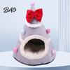 Cute Christmas Tree Pet Bed Cat Bed, Plush Cave with Removable Cushion, Non-slip Warm Sleeping for Cats Bottom, Cozy House Indoor Kittens Winter