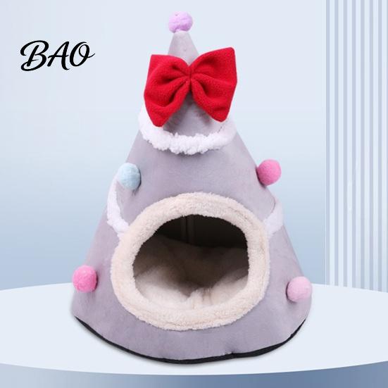 Cute Christmas Tree Pet Bed Cat Bed, Plush Cave with Removable Cushion, Non-slip Warm Sleeping for Cats Bottom, Cozy House Indoor Kittens Winter