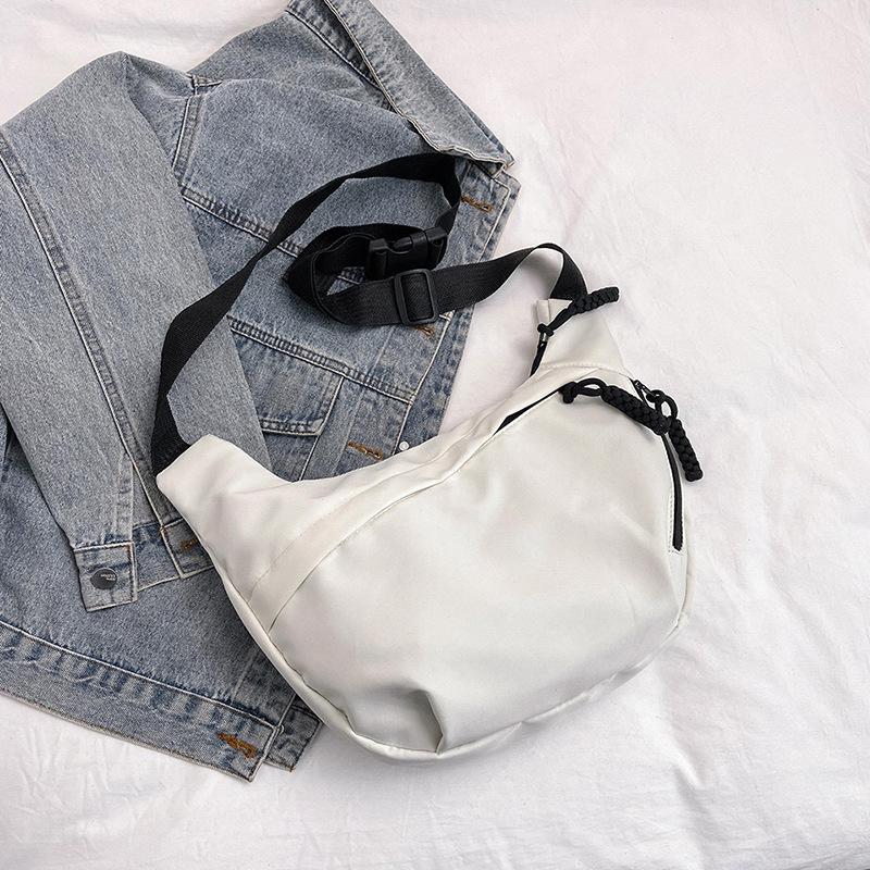 1Pc Solid Color Simple Large Capacity Korean Version of Foreign Style Leisure Bag New Versatile Ins Shoulder Messenger Bag Dumpling Bag