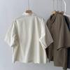 Cotton Shirts Women Vintage Short Sleeve Polo Neck Casual Summer Single Breasted One Piece Blouse Women