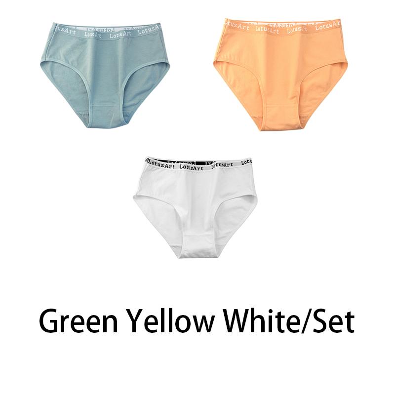 

3PCS/Set Women Cotton Solid Seamless Underwear Sexy Plus Size Panties Letter Lingerie Mid Waist Comfortable Briefs NKT2123 M 45-60KG&Set