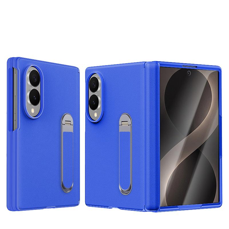 360 Metallhalter Lederhülle für Samsung Galaxy Z Fold 8 Wide 5G Displayschutzfolie Magnetische Scharnier Schutzabdeckung