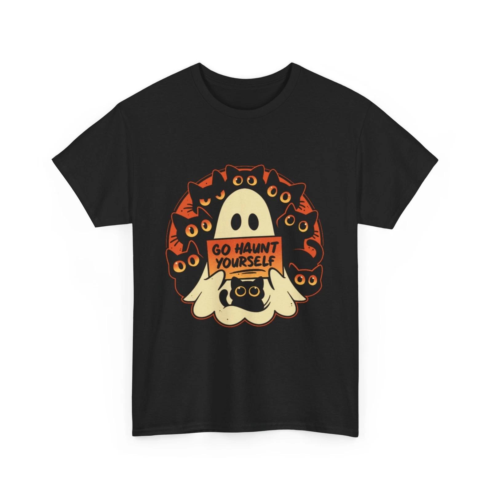 Rude Cursing Ghost | Ghost Cat Shirt, Cat Shirt Women & Men, Halloween Cat Shirt XL