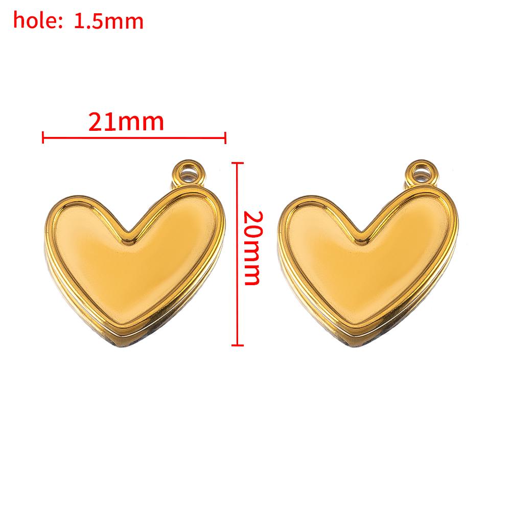 2pcs Stainless Steel Retro Heart Round Charms Blank Tray Base Gold Plated Cabochon Cameo Base Tray Bezel Pendant Jewelry Finding