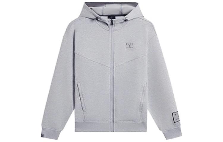 Li Ning Sweatshirts Men s Gray Hooded Moderate Cardigan AWDSC45-3 M
