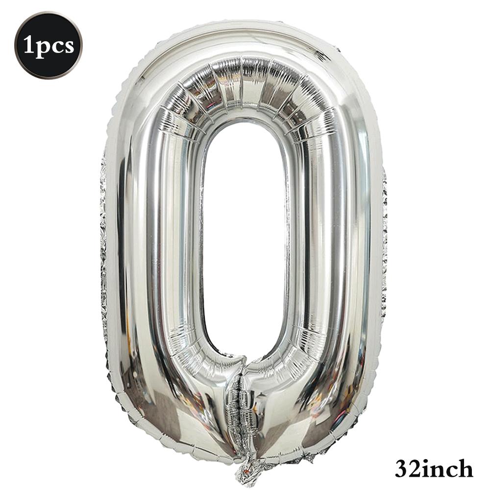 32inch Silver Number Foil Balloons Large Digit 0-9 Helium Globos Happy Birthday Party Decor Wedding Anniversary Graduation 2026