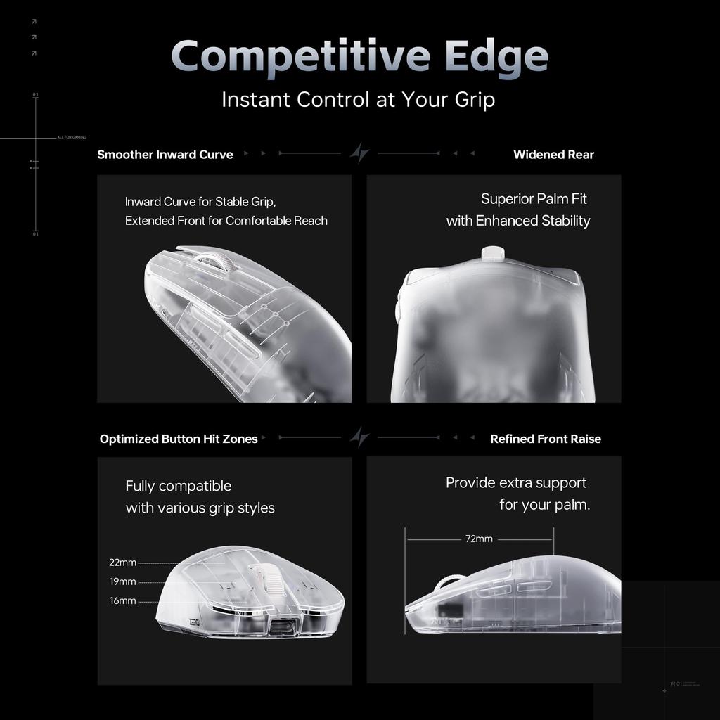 Japanese ATK Blazing Sky ZERO Black Gaming Mouse with PAW3950 Ultra Nordic 8k Polling Lightweight [Authorized Distributor] Sensor, 54L15, Rate, 39g,