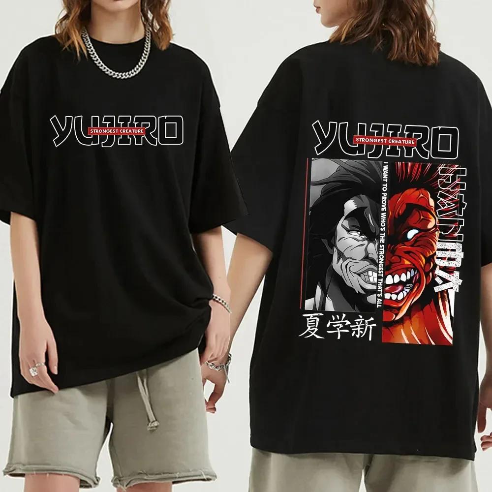 Anime Baki The Grappler T Shirt Yujiro Hanma Gym Short Sleevet T-shirts Men's 100% Cotton Casual Tee Shirt Streetwear Y2k