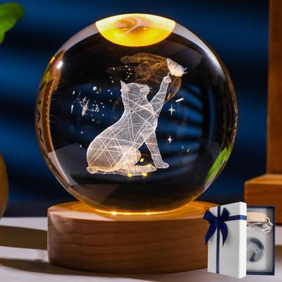 Archnote Katze Kristallkugel mit LED Perfekt für Geschenkbox enthaltenes Geschenk, Licht, Frauen,