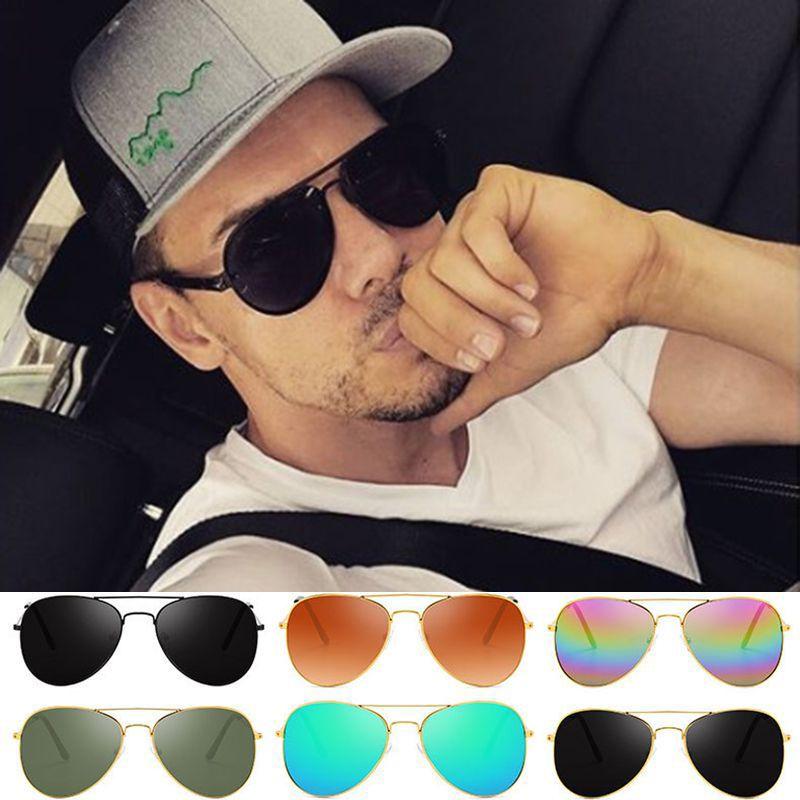 Lunettes de soleil de mode vintage surdimensionnées à verres miroir pour femmes et hommes avec monture en métal