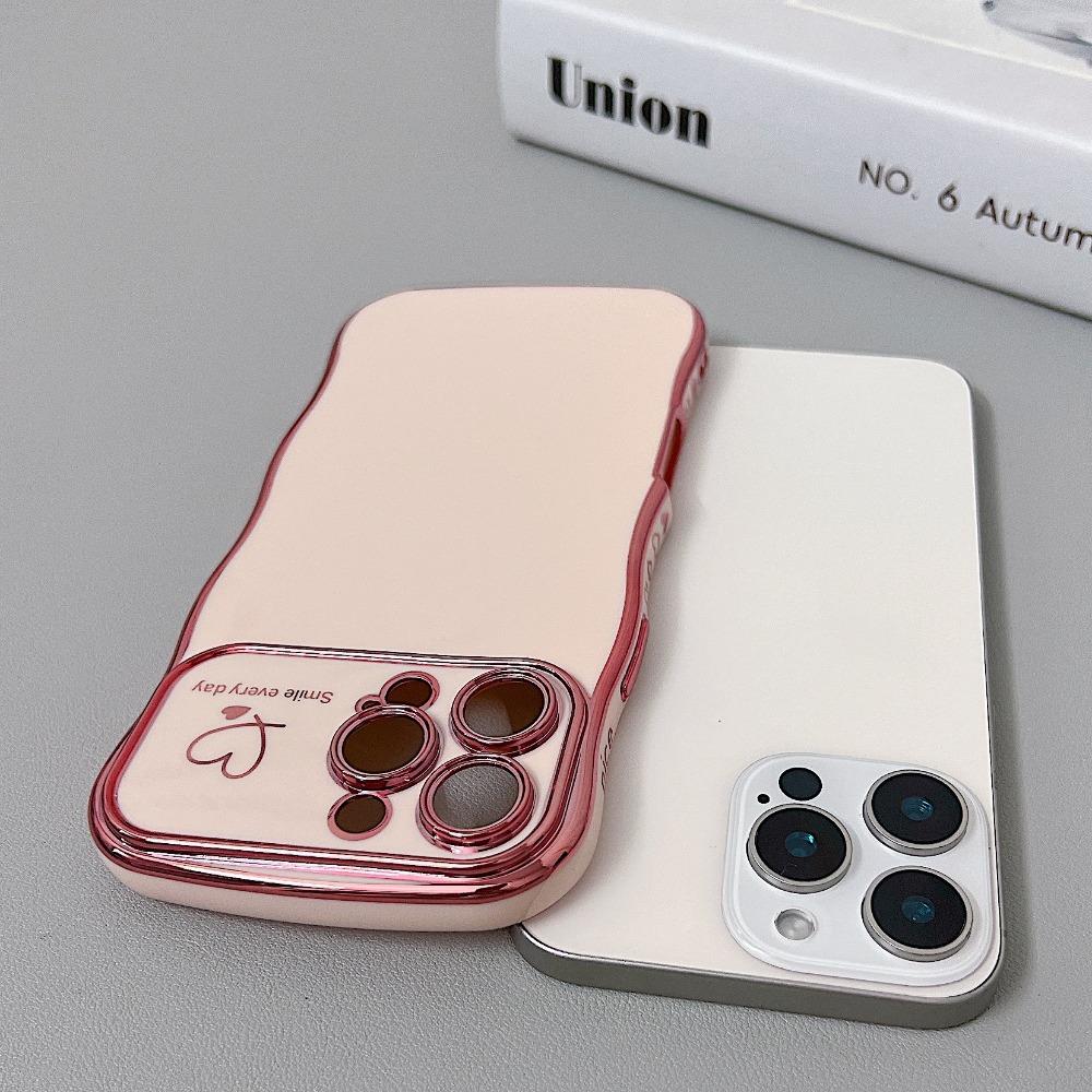 Fashionable Wave Heart Shape Electroplating TPU Soft Case for iPhone 16 15 14 13 12 11 ProMax Plus Shockproof Protective Cover