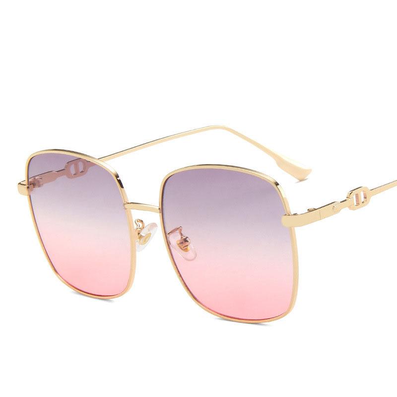 Fashion Gradient Color Lens Women's Sunglasses Square Shape Metal Frame Sunglasses Women UV Protection Women Sun glasses