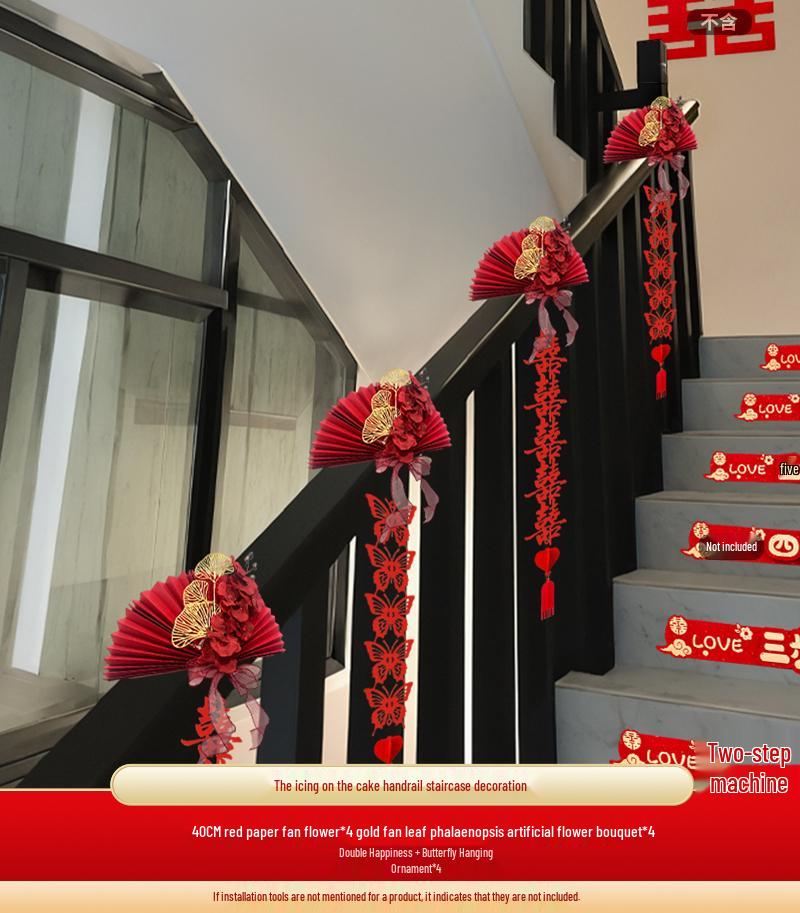 Stair Railing Wedding Decoration Set for Bride and Groom s Indoor Flower Arrangement