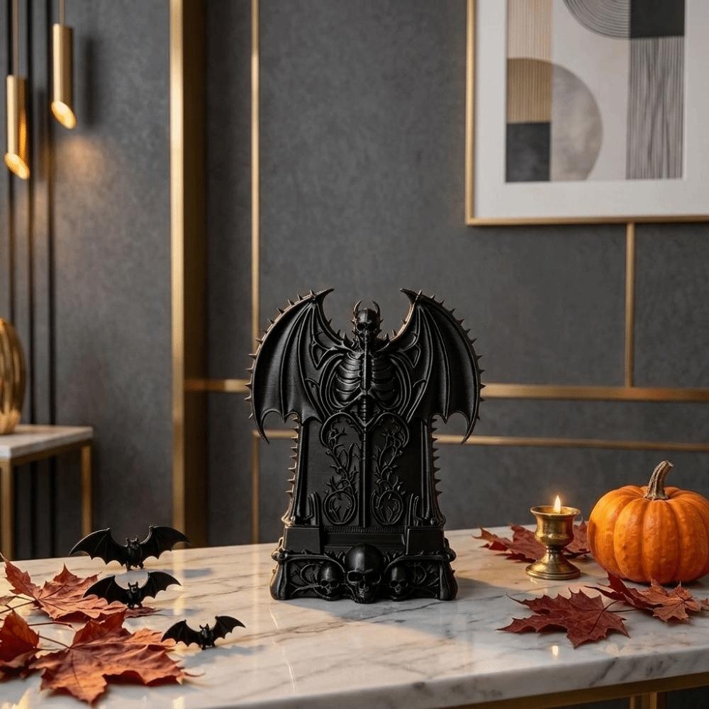 3D Printed Skull Phone Stand Dark Fantasy Gothic Throne Ornament Skull Desk Decoration Dorm Room
