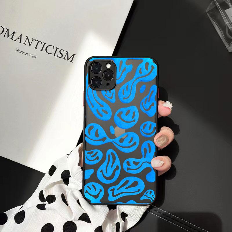 

Funny Trippy Smiley Face Phone Cases for iphone 11 12 13 Pro Max 7 8 Plus SE2020 X XS MAX XR Hard Matte Back Shockproof Cover iPhone 11 Pro