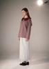 Pibeuseupibeuseu Stripe Big Collar Jersey Top / Burgundy