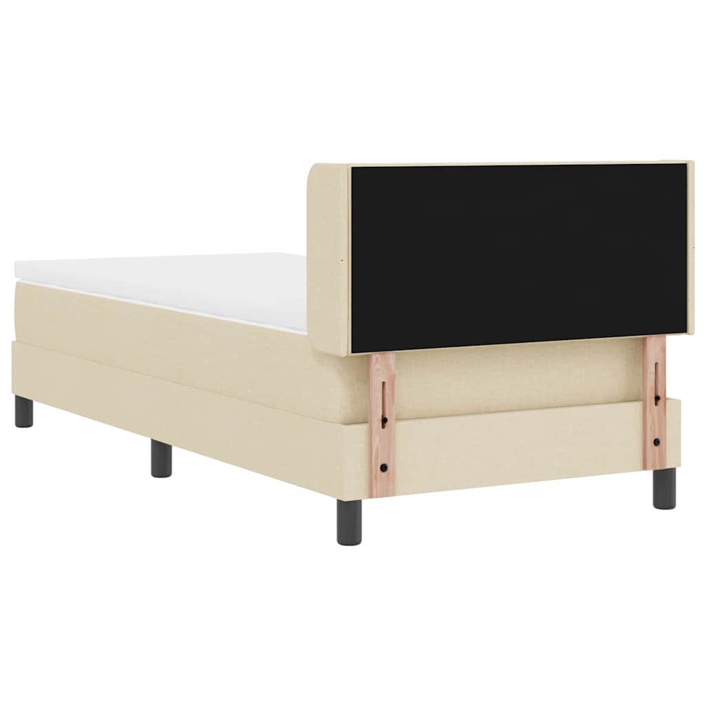 Box Spring Bed with Cushions and Headboard Cream Color 190 x 90 cm Fabric