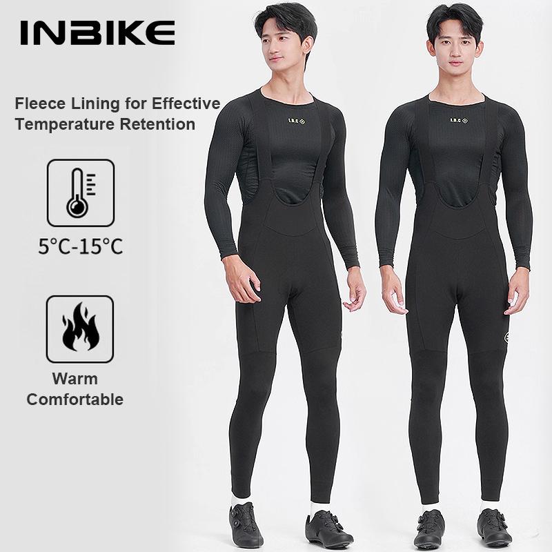 

INBIKE Fleece Road Bike Bib Pants for Men Winter Thermal Cycling Bibs Windproof Biking Bicycle Pants MTB Cycling Clothing Man S-EU чёрный