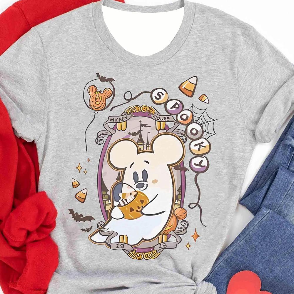 2025 Matching Couple Tee Mickey Mouse Ghost Shirt Coquette Mickey Ghost Shirts Spooky Season Women Top S