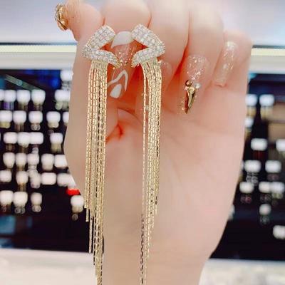 Elegant Long Tassel Earrings for Women - 925 Silver Needle, Spring/Summer Fashion, Face-Slimming Design