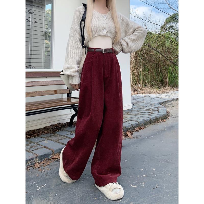 Pantaloni a zampa larga in velluto a coste da donna Autunno Inverno Nuova Moda Eleganti Taglie Forti Larghi Casual Semplici Lunghi Pantaloni Dritti Abbigliamento