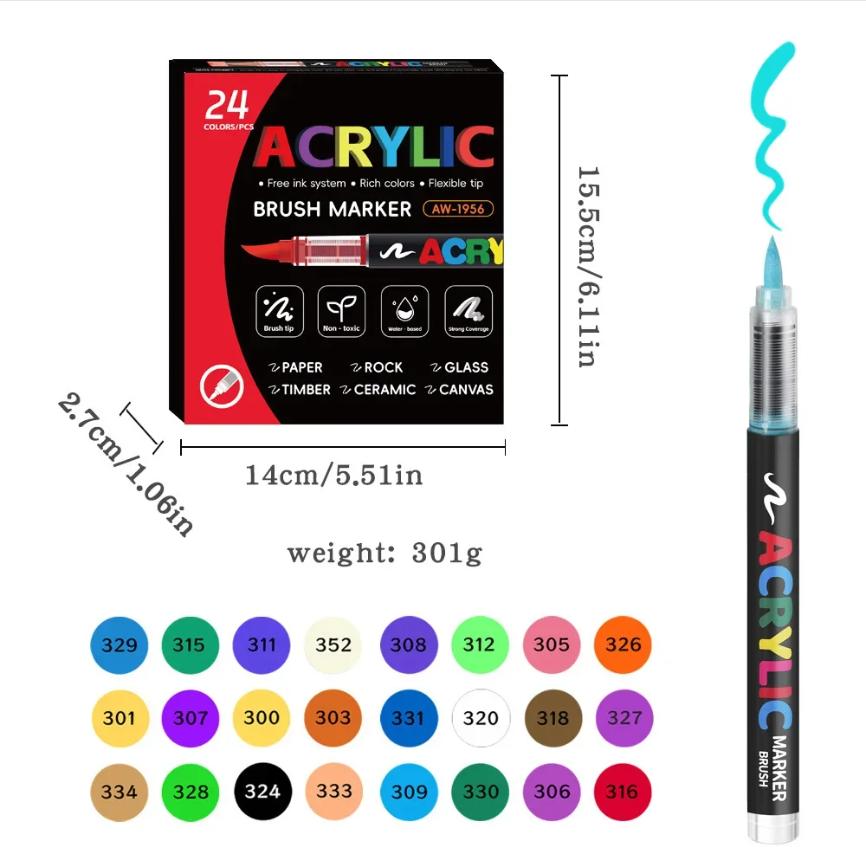12-48 Colors Direct Liquid Marker Pen Set,DIY Hand Drawn,Graffiti Paint Art Acrylic Paint Pens,Perfect for Artist/Student