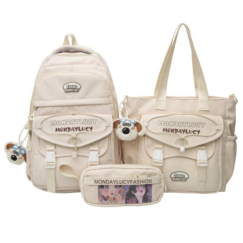 Junior High School Students 'schoolbag Women Light Reduce Burden Face Value Ins Style Large Capacity Backpack Primary Three-piece