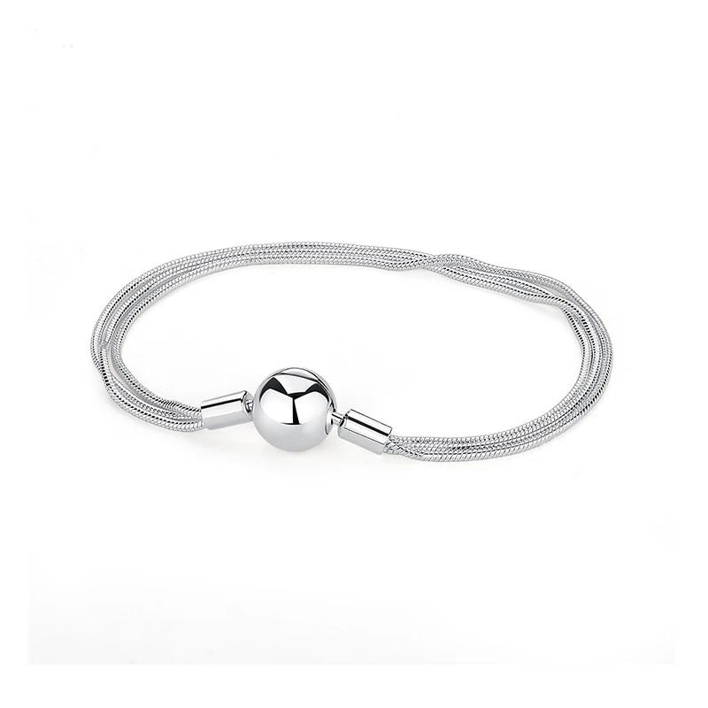 Originale 925 Sterling Sølv Armbånd Armbånd Krystallkule Kjærlighet Hjertelås Perler Charms Moments Armbånd For Kvinner DIY smykker