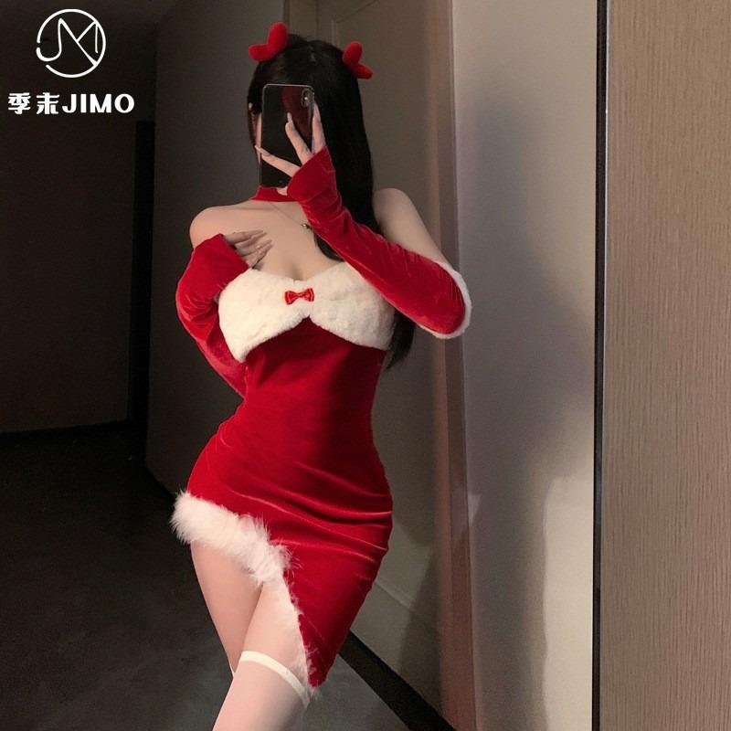 Lingerie Sexy Bunny Cosplay Velvet Christmas Robe Cross Party New Dress