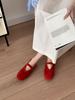 IPPEUM Red Ballet Flats Shoes For Women 2025 New Blue Round Toe Shoes Flats Mary Janes