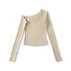 Spicy Girl Off-the-Shoulder Twisted Design Long-Sleeve Petite T-Shirt (2026)