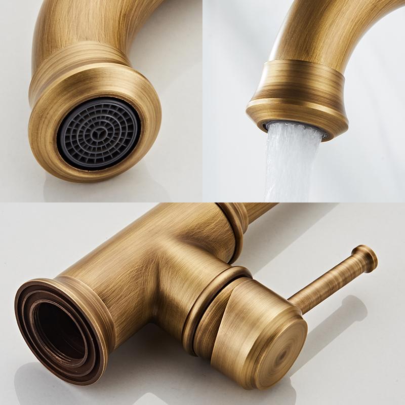 Antique Bronze Kitchen Faucet Hot Cold Water Mixer Crane Deck Mounted Single Hole Kitchen Sink Tap 360 Rotation EL908