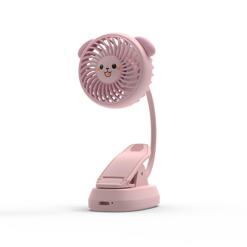 Cartoon Clipon Personal Usb Fan With Rechargeable Battery For Bedside And Desk Use