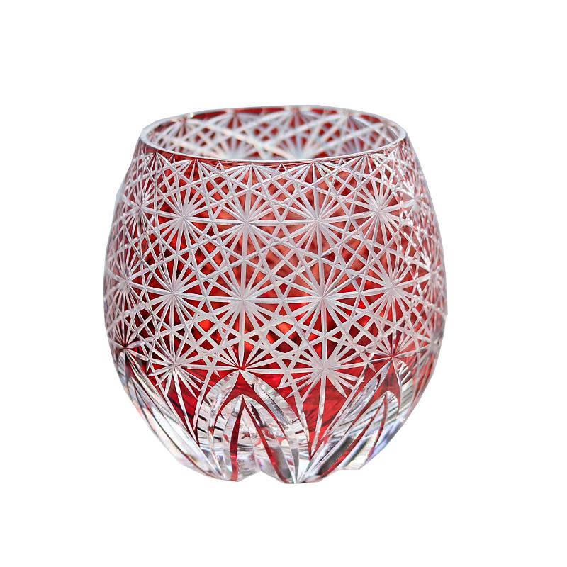 Egg Shape Whiskey Glass 330ml, Hand Engraved Edo Kiriko Crystal, Vaso Whisky Huevo Copo Whisky Ovo Gift 301-400ml красный
