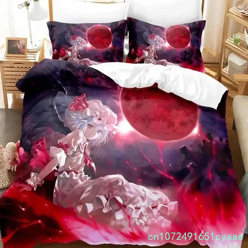 3D Touhou Project Remilia Scarlet Bedding Set Cartoon Anime Adult Kid Bedroom Duvet Cover Sets 3D Kawaii Girls